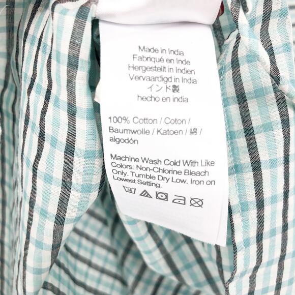 J.Crew Womens Plaid Ruffle Blouse Top XS Blue Long Sleeve Tie Waist BB277 NWT - Picture 10 of 11